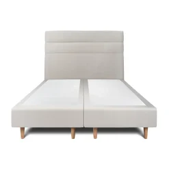 Lit avec tête de lit lignes velours et sommier tapissier - Lit en bois massif