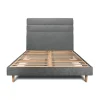 Lit avec tête de lit lignes tissu et sommier kit - Lit en bois massif