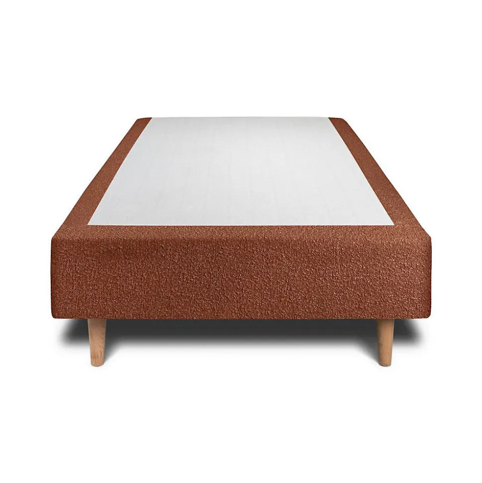 Lit avec tête de lit lignes bouclette et sommier tapissier - Lit en bois massif