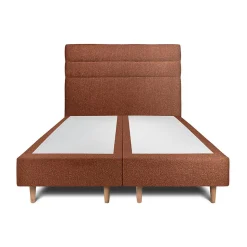 Lit avec tête de lit lignes bouclette et sommier tapissier - Lit en bois massif