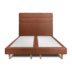 Lit avec tête de lit lignes bouclette et sommier tapissier - Lit en bois massif