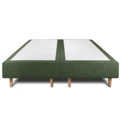 Lit avec tête de lit lignes tissu et sommier tapissier - Lit en bois massif