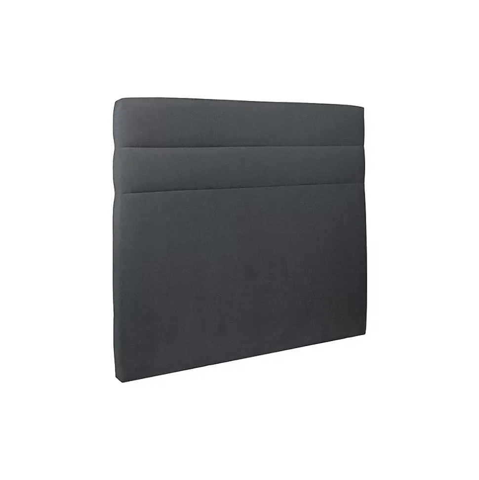 Lit avec tête de lit lignes velours et sommier tapissier - Lit en bois massif