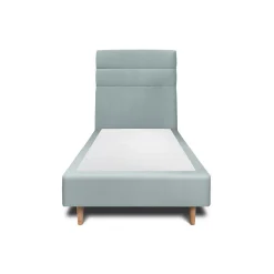 Lit avec tête de lit lignes velours et sommier tapissier - Lit en bois massif