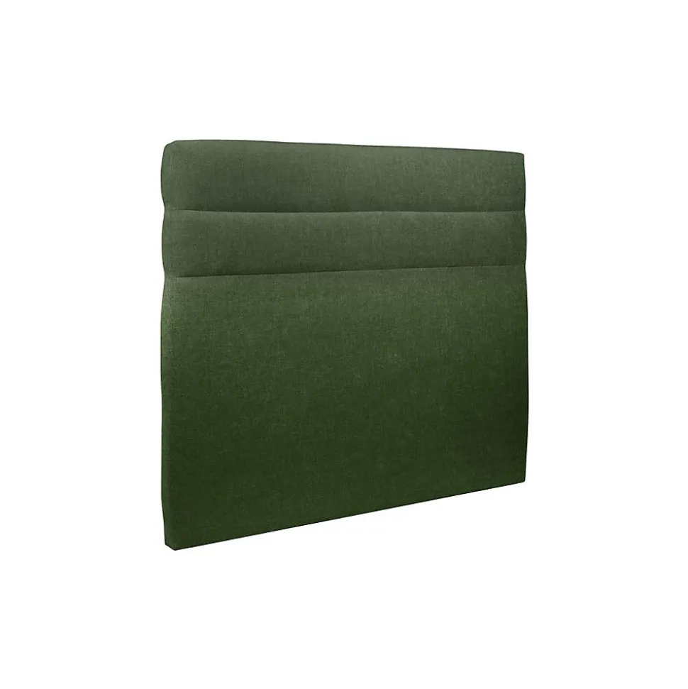 Lit avec tête de lit lignes tissu et sommier tapissier - Lit en bois massif