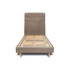 Lit avec tête de lit lignes velours et sommier kit - Lit en bois massif