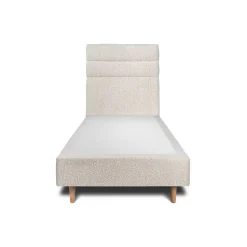 Lit avec tête de lit lignes bouclette et sommier tapissier - Lit en bois massif