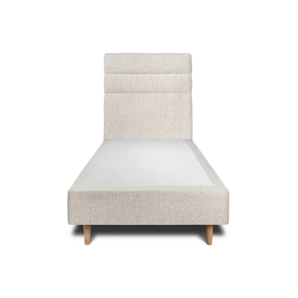 Lit avec tête de lit lignes bouclette et sommier tapissier - Lit en bois massif