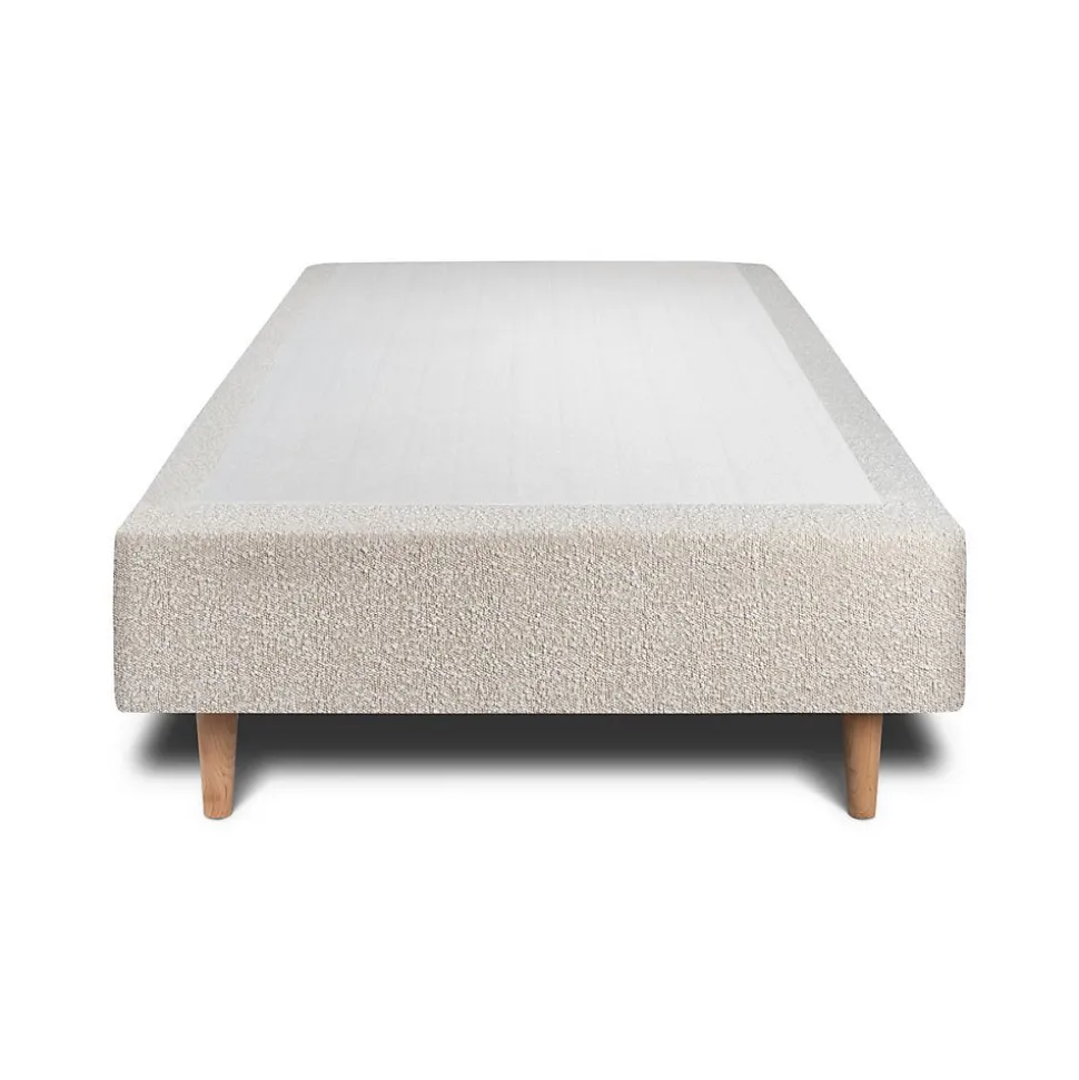 Lit avec tête de lit lignes bouclette et sommier tapissier - Lit en bois massif