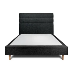 Lit avec tête de lit lignes bouclette et sommier tapissier - Lit en bois massif