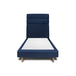 Lit avec tête de lit lignes velours et sommier tapissier - Lit en bois massif