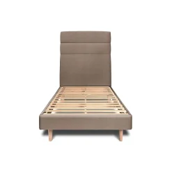 Lit avec tête de lit lignes velours et sommier kit - Lit en bois massif