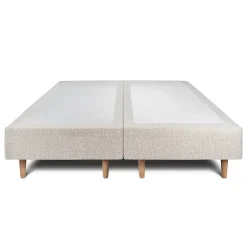 Lit avec tête de lit lignes bouclette et sommier tapissier - Lit en bois massif