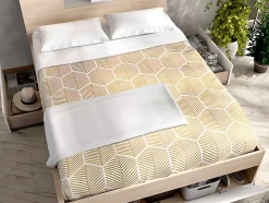 Lit avec tête de lit rangements et tiroirs - 140 x 190 cm - Coloris : Naturel et blanc + Sommier - LEANDRE