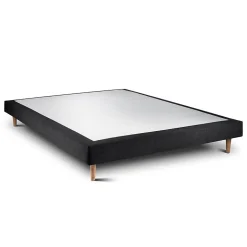 Lit avec tête de lit tapissier tissu et sommier tapissier - Lit en bois massif