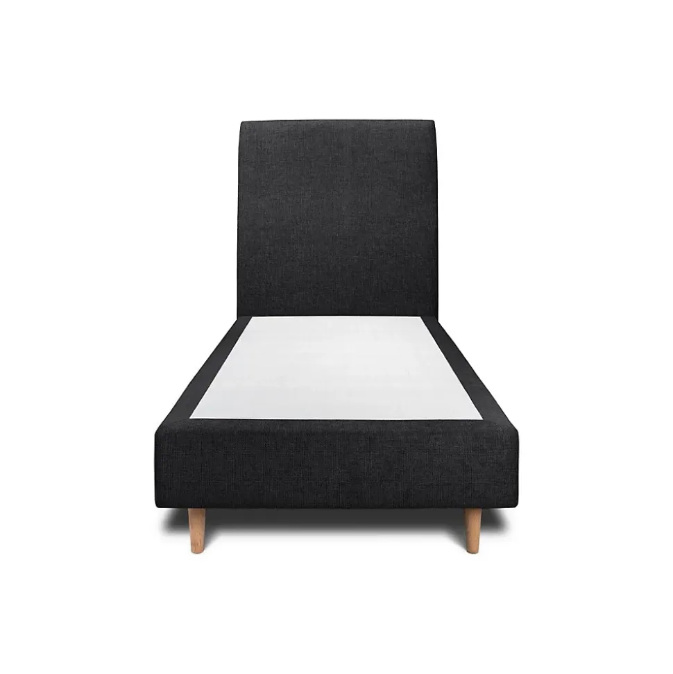 Lit avec tête de lit tapissier tissu et sommier tapissier - Lit en bois massif