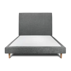 Lit avec tête de lit tapissier tissu et sommier tapissier - Lit en bois massif