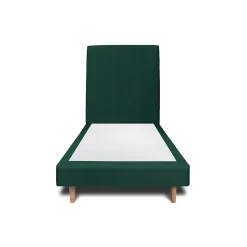 Lit avec tête de lit tapissier velours et sommier tapissier - Lit en bois massif