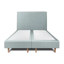 Lit avec tête de lit tapissier velours et sommier tapissier - Lit en bois massif