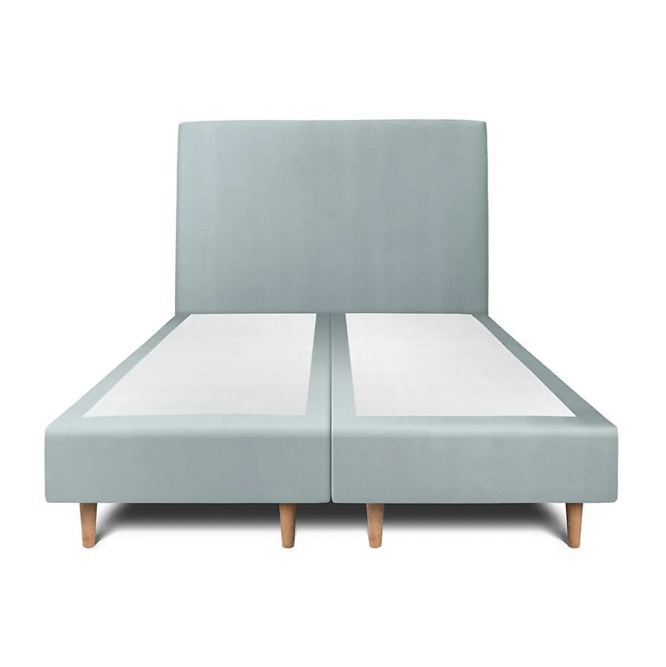 Lit avec tête de lit tapissier velours et sommier tapissier - Lit en bois massif