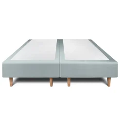 Lit avec tête de lit tapissier velours et sommier tapissier - Lit en bois massif