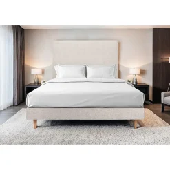 Lit avec tête de lit tapissier tissu et sommier tapissier - Lit en bois massif