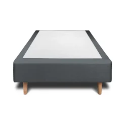 Lit avec tête de lit tapissier velours et sommier tapissier - Lit en bois massif