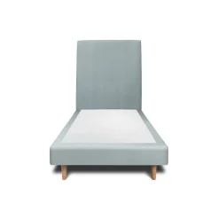 Lit avec tête de lit tapissier velours et sommier tapissier - Lit en bois massif