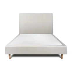 Lit avec tête de lit tapissier velours et sommier tapissier - Lit en bois massif