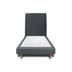 Lit avec tête de lit tapissier velours et sommier tapissier - Lit en bois massif