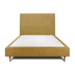 Lit avec tête de lit tapissier tissu et sommier tapissier - Lit en bois massif