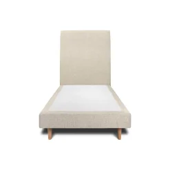 Lit avec tête de lit tapissier tissu et sommier tapissier - Lit en bois massif