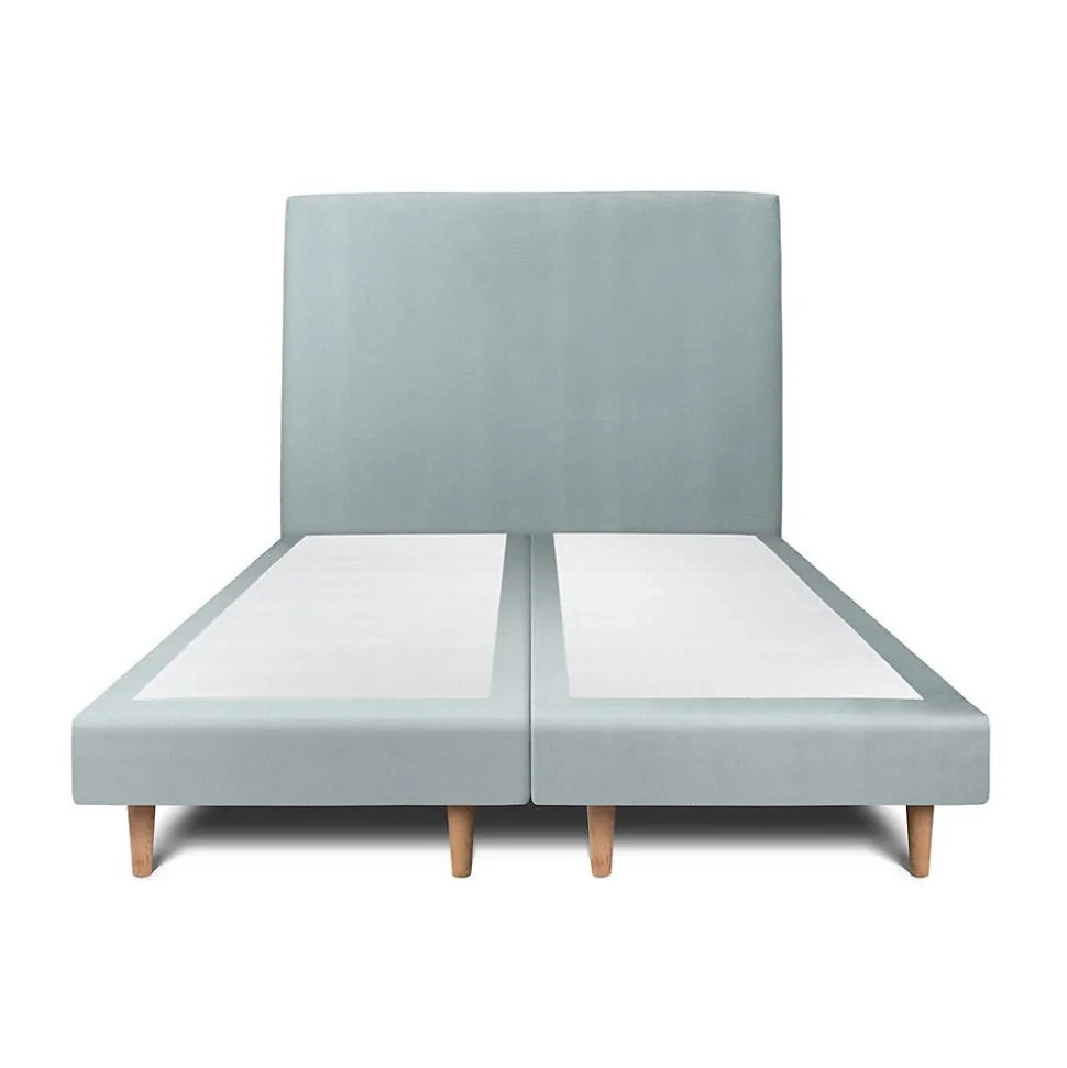 Lit avec tête de lit tapissier velours et sommier tapissier - Lit en bois massif