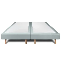 Lit avec tête de lit tapissier velours et sommier tapissier - Lit en bois massif