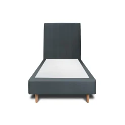 Lit avec tête de lit tapissier velours et sommier tapissier - Lit en bois massif