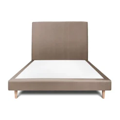 Lit avec tête de lit tapissier velours et sommier tapissier - Lit en bois massif