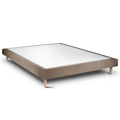 Lit avec tête de lit tapissier velours et sommier tapissier - Lit en bois massif