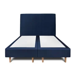 Lit avec tête de lit tapissier velours et sommier tapissier - Lit en bois massif