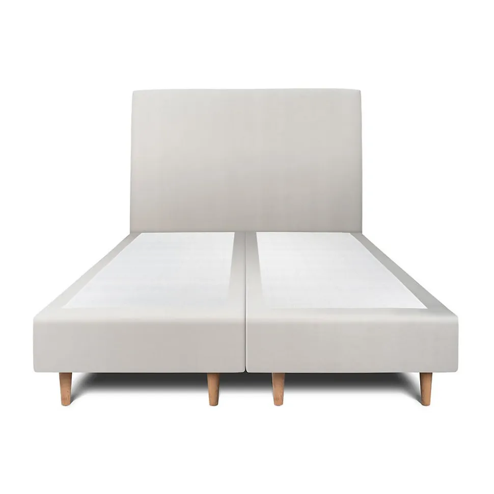 Lit avec tête de lit tapissier velours et sommier tapissier - Lit en bois massif