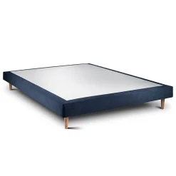 Lit avec tête de lit tapissier tissu et sommier tapissier - Lit en bois massif