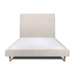 Lit avec tête de lit tapissier tissu et sommier tapissier - Lit en bois massif