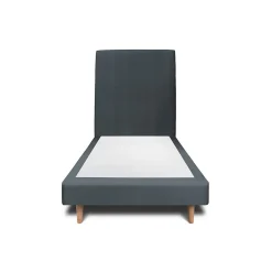 Lit avec tête de lit tapissier velours et sommier tapissier - Lit en bois massif