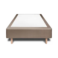 Lit avec tête de lit tapissier velours et sommier tapissier - Lit en bois massif