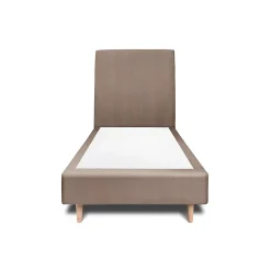 Lit avec tête de lit tapissier velours et sommier tapissier - Lit en bois massif