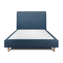 Lit avec tête de lit tapissier tissu et sommier tapissier - Lit en bois massif