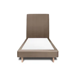 Lit avec tête de lit tapissier velours et sommier tapissier - Lit en bois massif