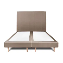 Lit avec tête de lit tapissier velours et sommier tapissier - Lit en bois massif