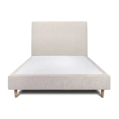 Lit avec tête de lit tapissier tissu et sommier tapissier - Lit en bois massif