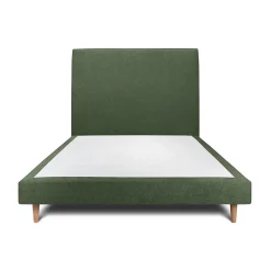 Lit avec tête de lit tapissier tissu et sommier tapissier - Lit en bois massif