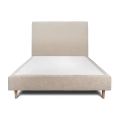 Lit avec tête de lit tapissier tissu et sommier tapissier - Lit en bois massif